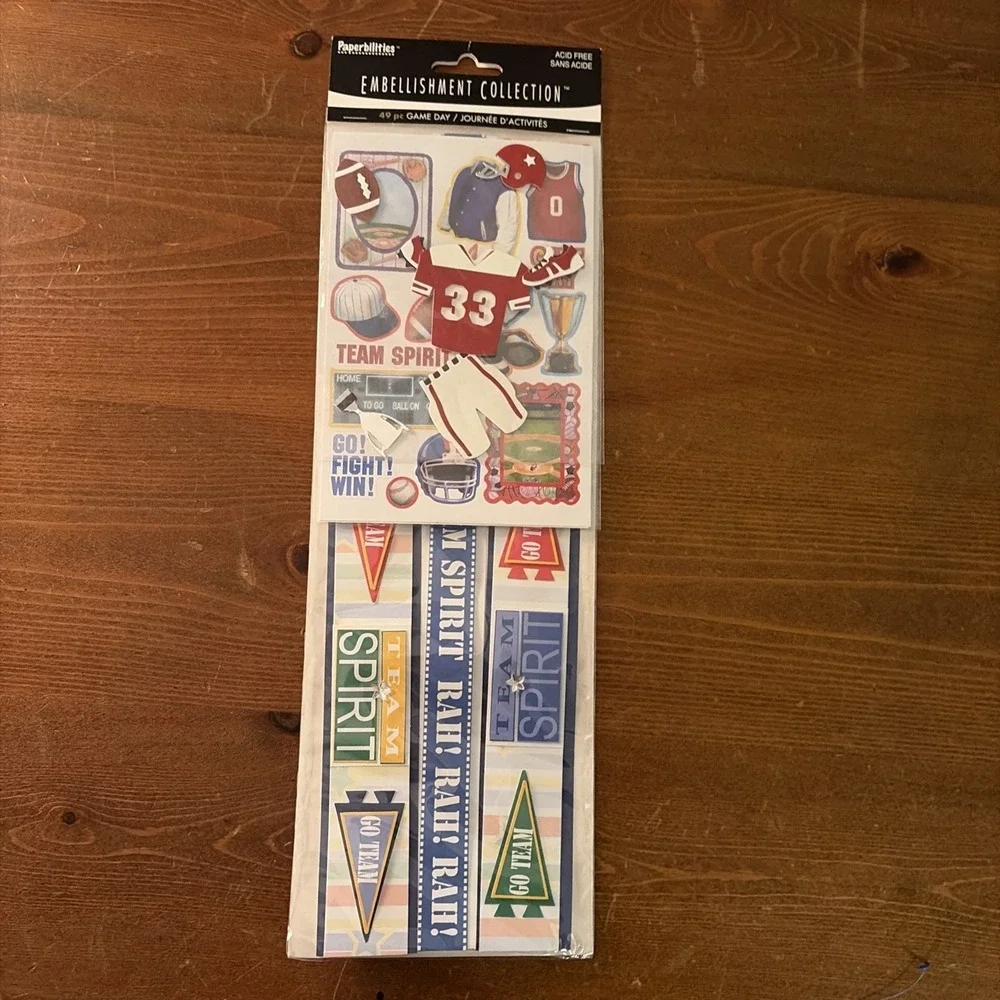 PAPERBILITIEE EMBELLISHMENT COLLECTION GAME DAY 49 PIECES SCRAPBOOKING NWT